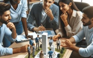 Ein agiles Team, das in einem Meeting sitzt und durch eine Teamaufstellung die eigene Haltung und Handlung reflektiert.